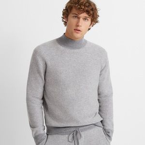 CASHMERE MOCK NECK SWEATER GREY Size Large
